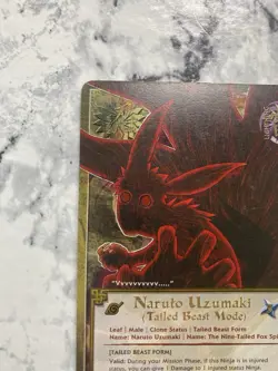 Naruto 1st Edition CCG Naruto Uzumaki Tailed Beast Mode Card Super Rare Foil MP - Image 3