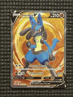 Lucario V FULL ART BLACK STAR PROMO card SWSH213 Pokemon TCG 2022 ULTRA RARE - Image 2