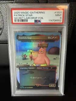 Patrick Star MTG SpongeBob Secret Lair Foil Borderless Card PSA 9 - Image 1