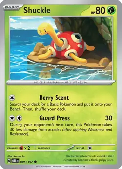 Shuckle 005/197 SV03: Obsidian Flames Reverse Holo for sale online - Image 3