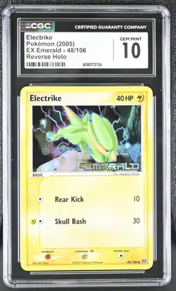 CGC 10 Electrike 2005 EX Emerald 48/106 Reverse Holo Stamped Pokemon Card - Image 1