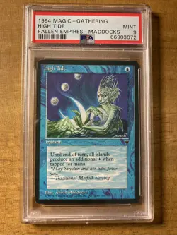 MTG ?HIGH TIDE ?Fallen Empires PSA 9 MINT 1994 A. Maddocks Artwork Pop 2 ! - Image 1