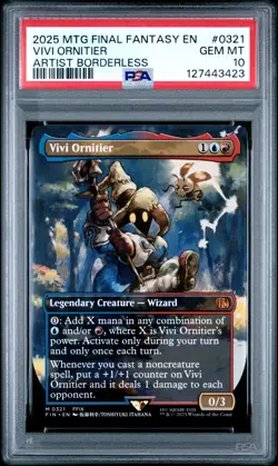 2025 MTG FINAL FANTASY ARTIST BORDERLESS #0321 VIVI ORNITIER PSA 10 - Image 1
