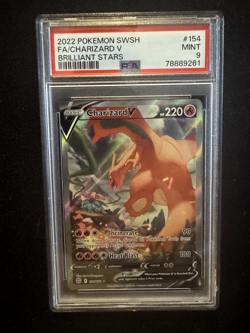 2022 POKEMON SWORD & SHIELD BRILLIANT STARS #154 FULL ART/CHARIZARD V PSA 9 - Image 1