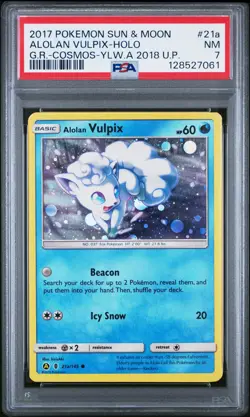 2017 POKEMON SUN & MOON GUARDIANS RISING #21A ALOLAN VULPIX-HOLO PSA 7 - Image 1