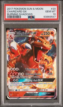 Pokemon TCG Charizard GX Burning Shadows 20/147 PSA 10 - Image 1