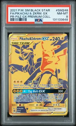 Pokemon TCG Pikachu and Zekrom SM248 Black Star Promo Near Mint PSA 8 - Image 1