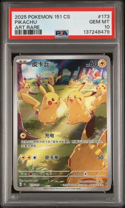 2025 POKEMON SIMPLIFIED CHINESE 151 C-COLL 151 ART RARE #173 PIKACHU PSA 10 - Image 1