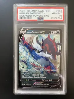 2022 POKEMON SWSH BLACK STAR PROMO #239 HISUIAN SAMUROTT V PSA 10 LOW POP - Image 1