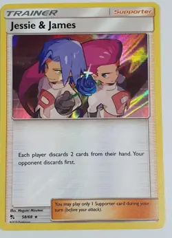 Pokemon TCG Jessie & James 58/68 Hidden Fates Holo Rare Card NM-Mint - Image 1