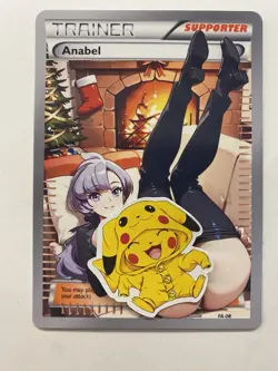 Anabel Trading Card - Sexy Anime Waifu Custom Made Trainer + Sticker | Christmas - Image 1