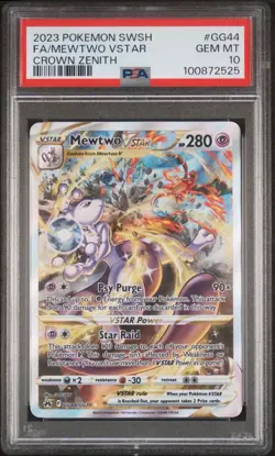 Mewtwo VStar PSA 10 GG44 English Pokemon Card 2023 Crown Zenith Alternate Art - Image 1