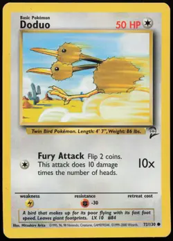 Doduo #72 Base Set 2 Pokemon Card - Image 1