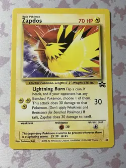 Pokemon TCG - Zapdos #23 Black Star Promo Card WoTC - NM - Image 1