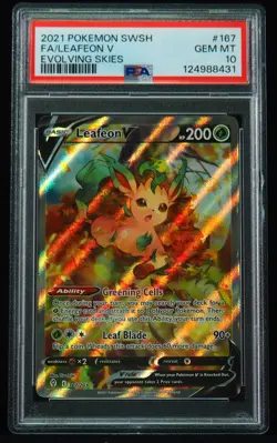 Leafeon V 167 PSA 10 Evolving Skies Pokemon Card - Image 1