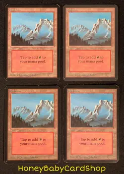 MTG Limited Edition Alpha 1993 Mountain (B) x 4 (NMx2, LPx2) Playset LEA 93/94 742818060004 - Image 2
