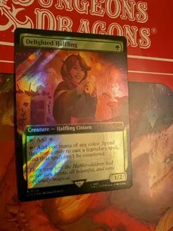MTG Delighted Halfling Extended Art Surge Foil Universes Beyond: LOTR NM - Image 2