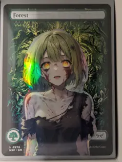 Forest x Distressed Waifu Gal (foil) MtG Alter Hand-Crafted! Anime Waifu - Image 1