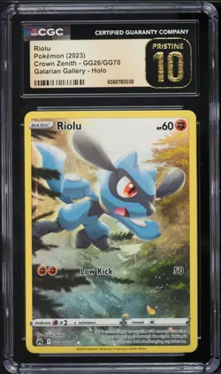 CGC Pristine 10 Riolu Full Art Crown Zenith 2023 Pokemon Card #GG26 - Image 1
