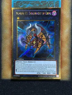 Yugioh Number 13: Embodiment Of Crime PGLD-EN023 Gold Secret Rare 1st Ed NM - Image 1
