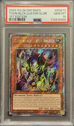 2024 PSA 10 YUGIOH RA03 PLATINUM SECRET RARE TOON BLACK LUSTER SOLDIER 💎 - Image 1