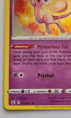 Pokemon TCG Celebrations Mew Holo Rare Card 011/025 NM Condition - Image 3