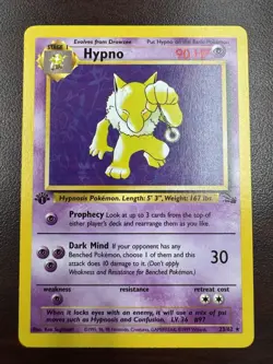 Pokemon TCG Fossil 1st Edition Hypno Card 23/62 Regular Rare Card LP+ - Image 1