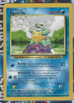 Squirtle - Base Set - 63/102 - Common - Pokemon Card - Unlimited - 1999 - Image 1
