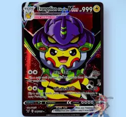 Pikachu Neon Gen Evangelion EVA Cosplay Cute Doujin ACG HOLO Card - Near Mint C. - Image 1