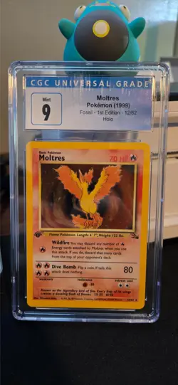 CGC 9 Moltres 1999 Fossil - 1st Edition 12/62 Holo Rare Graded Pokemon Card - Image 1