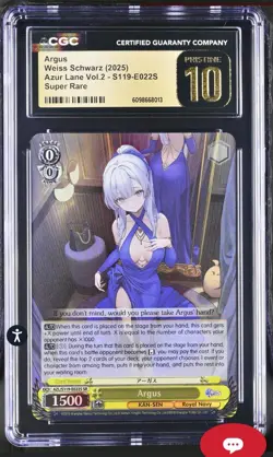 CGC 10 Pristine Weiss Schwarz Card Argus S119-E022S SR Azur Lane Vol.02 [10] - Image 1