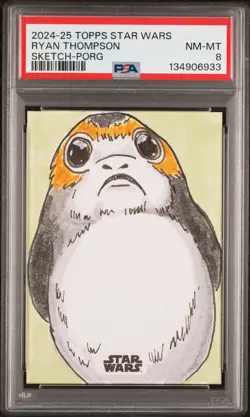 2024-2025 TOPPS STAR WARS SKETCH CARDS PORG RYAN THOMPSON PSA 8 - Image 1