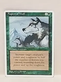 Magic the Gathering Aspect of Wolf 4th Edition 1995 LP Lightly Played Condition - Image 1
