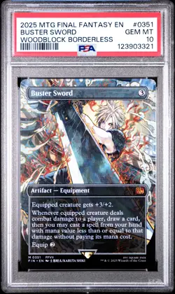 3321 Buster Sword 2025 Magic: The Gathering Final Fantasy #0351 Woodblock PSA 10 - Image 1
