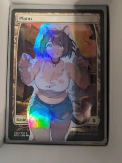 Plains x Catgirl THICC Busting Out (foil) MtG Alter Hand-Crafted! Anime Waifu - Image 1