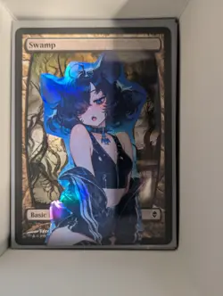 Swamps x Dark Mousie Bad Girl (foil) MtG Alter Hand-Crafted! Anime Waifu - Image 1