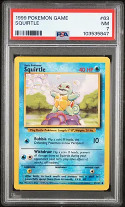 1999 POKEMON GAME #63 SQUIRTLE PSA 7 - Image 1