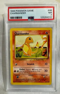 1999 Pokemon Base Set Unlimited CHARMANDER #46 PSA 7 NM - Image 1