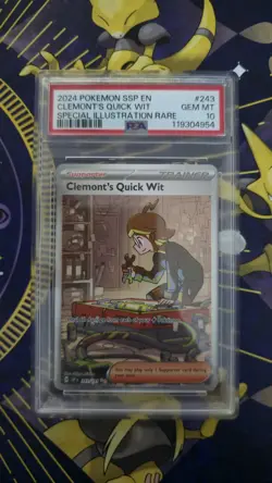 2024 POKEMON SSP EN-SURGING SPARKS #243 CLEMONT'S QUICK WIT PSA 10 - Image 1