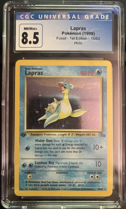 1999 Pokemon Fossil 1st Edition Lapras 10/62 CGC Graded 8.5 NM/Mint + - Image 1