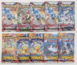 Lot of (10) Pokemon Booster Packs w/ Surging Sparks & SV Base Sealed - Image 1