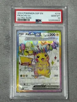 2024 Pokemon Surging Sparks Pikachu EX Ultra Rare Gem Mint PSA 10 219/191 - Image 1