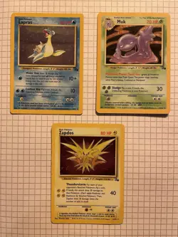 Pokemon TCG Holo Lot Lapras 10/62 Muk 13/62 Zapdos 15/62 Fossil Set - Image 1