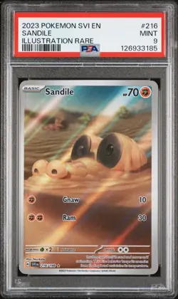 2023 POKEMON SVI EN-SCARLET & VIOLET ILLUSTRATION RARE #216 SANDILE PSA 9 - Image 1