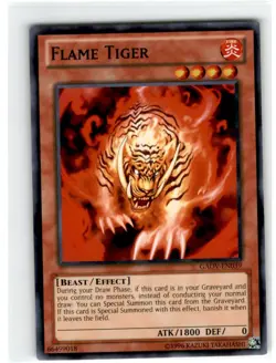 Yu-Gi-Oh! Flame Tiger Common GAOV-EN039 Moderately Played Unlimited - Image 1