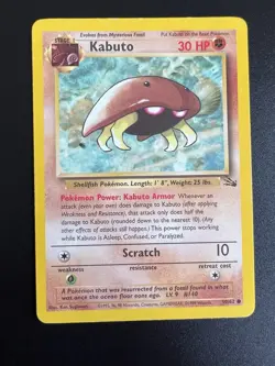 Kabuto 50/62 Fossil Set Unlimited 1999 Pokemon Card Common LP - Image 1