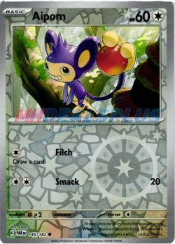 NM Pokemon Paradox Rift Aipom Reverse Holo 145 - Image 1