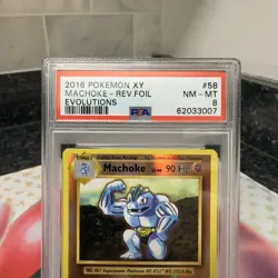 2016 POKEMON XY EVOLUTIONS #58 MACHOKE-REVERSE FOIL PSA 8 NM-MT - Image 2