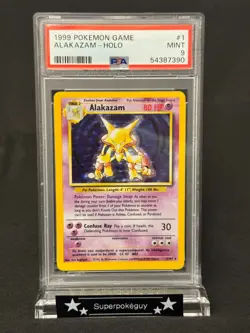 PSA 9 MINT 1999 Pokemon Game Alakazam Holo #1/102 Kadabra unlimited edition - Image 1