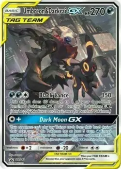 Moderately Played, English Pokemon Umbreon & Darkrai Tag Team GX - SM241 - Ove - Image 1